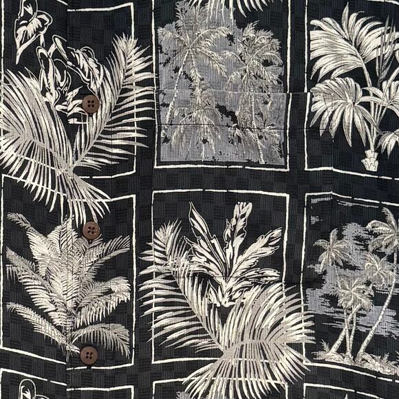 Knights Sportswear 100% Cotton Hawaiian Shirt Men XL Palm Tree Print Gray White - Picture 5 of 8